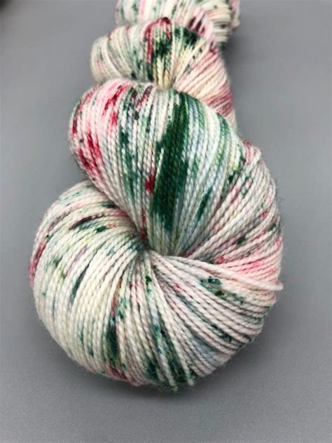 Hand Dyed Yarn Superwash Merino Wool Red Green Speckled Etsy