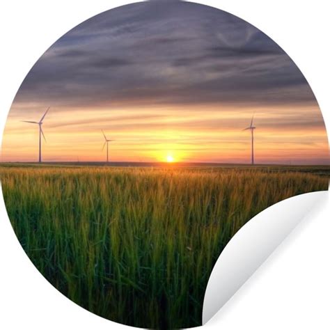 Wallcircle Muurstickers Behangcirkel Windmolen Zon Gras