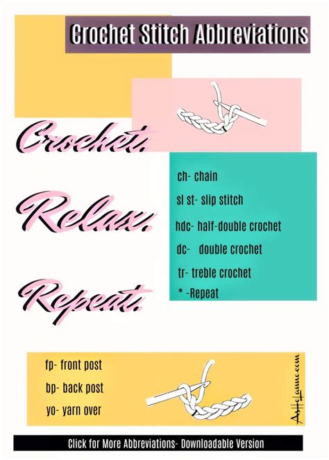 Crochet Abbreviations Guide How To Read A Crochet Pattern AhSel Anne