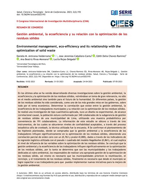 PDF Gestión ambiental la ecoeficiencia y su relación con la