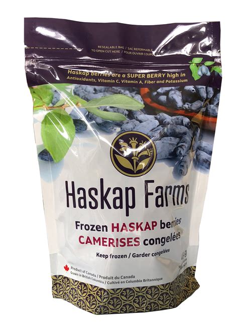 Frozen Haskap Berries Resealable Pouch Bag Haskap Farms Ltd