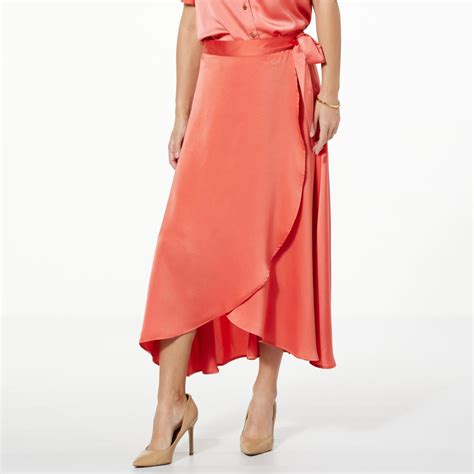 Jaclyn Smith Satin Side Tie Wrap Skirt 21869547 Hsn