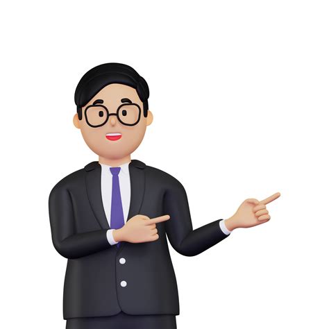 young businessman pointing  fingers   side illustration