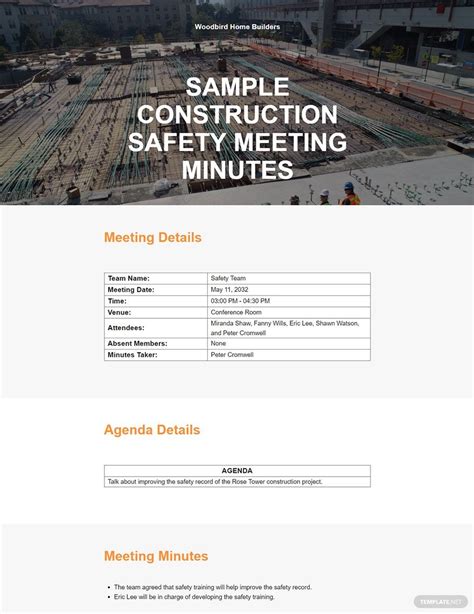 Construction Safety Meeting Template