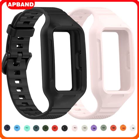 Jual Rubber Strap With Bumper Case For Huawei Band 8 9 7 Texture 2 In 1