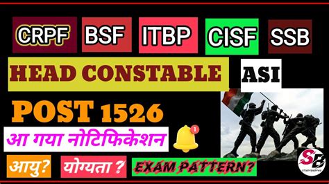 Bsf Head Constable Recruitment O Apply Date Capf New Vacancy Hcm