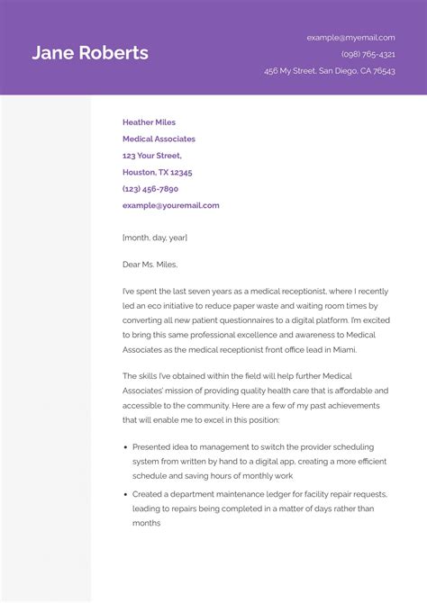 Medical Receptionist Cover Letter Examples And Templates For 2024