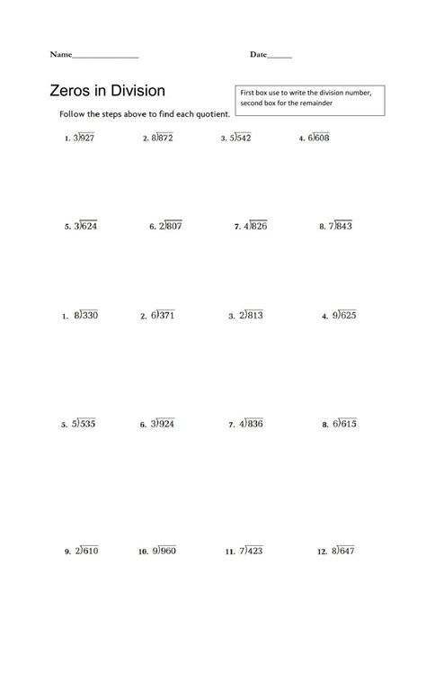 Zeros In Division Worksheet Live Worksheets Worksheets Library