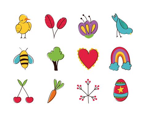 Hand Drawn Spring Icon Set 1942839 Vector Art At Vecteezy