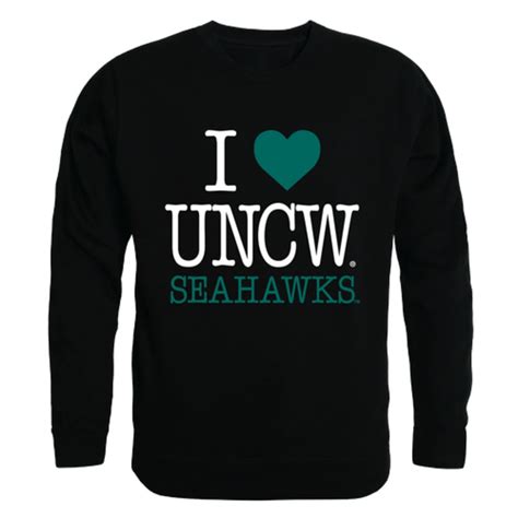 I Love Uncw University Of North Carolina Wilmington Seahawks Crewneck