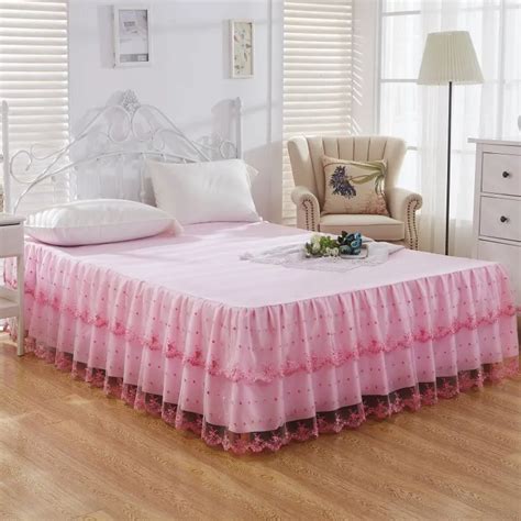 New Pink Lace Bed Skirt Princess Mattress Cover Beige Purple Summer