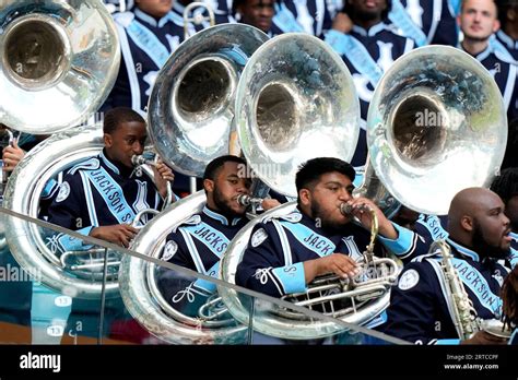 The Jackson State Sonic Boom Of The South Marching Band Performs During The Second Half Of The