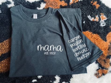 Custom Mom Shirt With Kids Names Personalized Mom Shirt Etsy