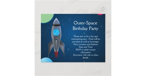 Outer Space Rocket Ship Invitation Postcard Zazzle