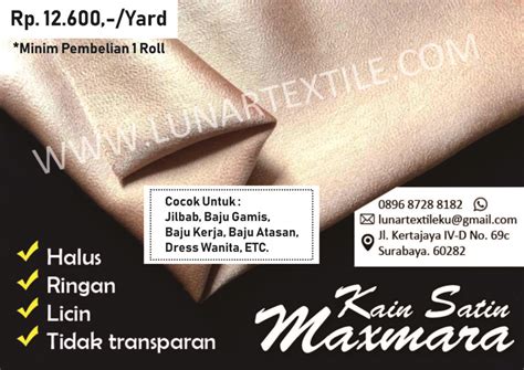 Kain Satin Maxmara Bahan Lembut Untuk Hijab Lunar Textile Kain Indonesia