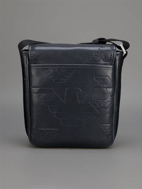 Emporio Armani Embossed Cross Body Bag In Black For Men Lyst