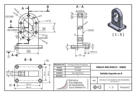 plano de soporte en 8 Planos Planos mecanicos Ingeniería mecánica