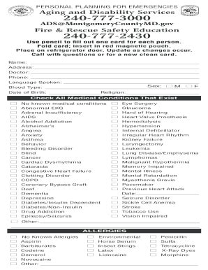 Fillable Online Montgomerycountymd Personal Planning For Emergencies