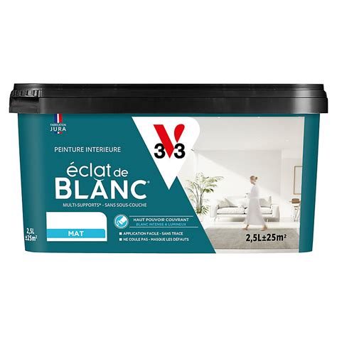 Peinture Murs Plafonds Et Boiseries éclat De Blanc V33 Blanc Mat 25l