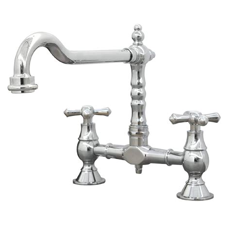 Langley Traditional Bridge Kitchen Sink Mixer Tap Colonial Crosshead