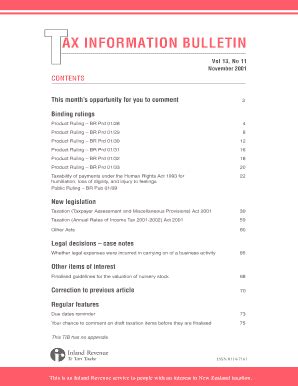 Fillable Online Ird Govt T AX INFORMATION BULLETIN Inland Revenue