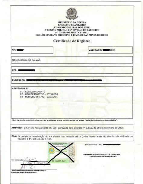 Ronaldo Galv O R Certificado De Registro Cr