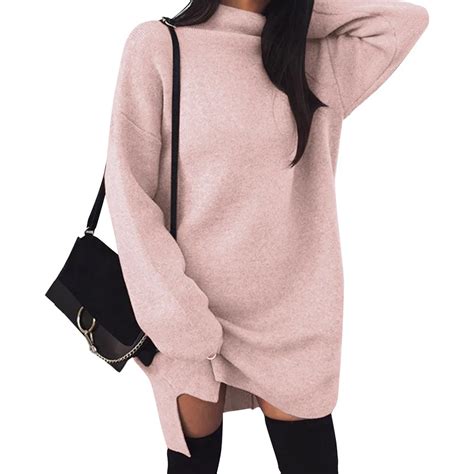 Women Causal Short Sweater Dress Female Autumn Winter Long Sleeve Loose