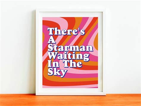 Theres A Starman Waiting In The Sky Printable 70s Retro Etsy