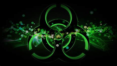 Hd Wallpaper Green And Black Biohazard Logo Radiation Sign Spot