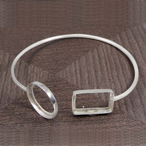 Sterling Silver Adjustable Bracelet Collet Blank Bezel Cup Blanks