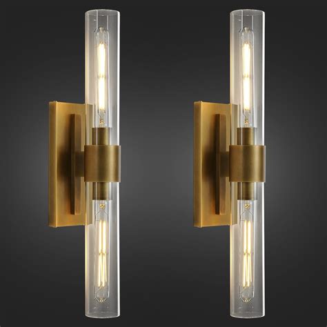 Brass Wall Sconces Set Of Two 2 Light Dimmable Gold Sconces Wall