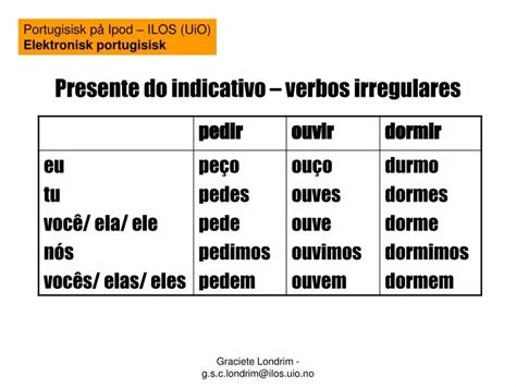 PPT Presente Do Indicativo Verbos Irregulares PowerPoint