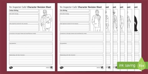 Gcse An Inspector Calls Characters Worksheet Activity Sheet