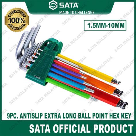 SATA Colour Series Extra Long Ball Point Hex Key Set Allen Key Set