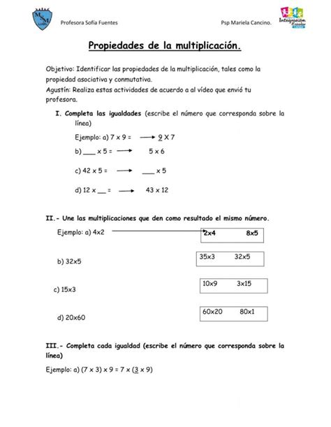 Propiedad Conmutativa Asociativa Y Distributiva Ejercicios Primaria Pdf