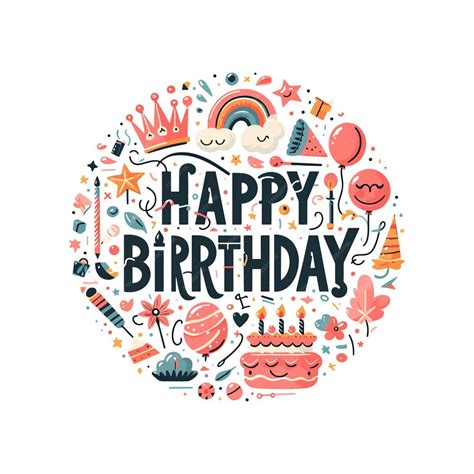 Premium Vector Happy Birthday Text Vector Flat Illustration