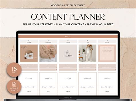 Social Media Planner Spreadsheet Content Calendar Etsy