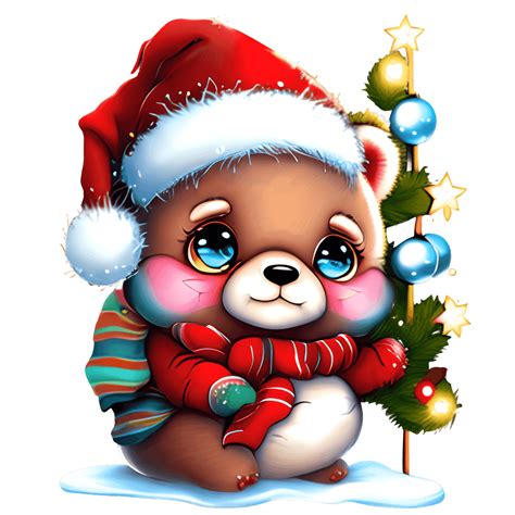 Cute And Adorable Christmas Teddy Bear With Santa Hat Creative Fabrica