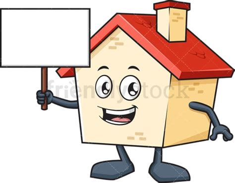 House Mascot Holding Money Cartoon Clipart Vector Friendlystock