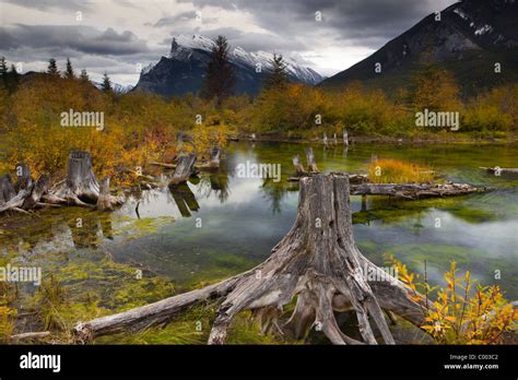 Storm Clouds And Mountain Range Reflected On Still Lake Sunrise At