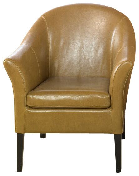 Camel Leather Club Chair Transitional Armchairs And Accent Chairs