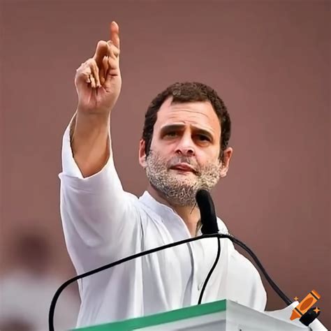 Rahul Gandhi Giving Speech In A Political Rally On Craiyon