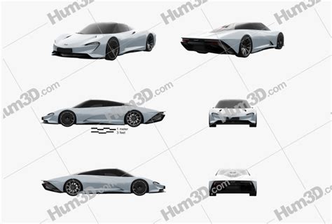 McLaren Speedtail 2021 Blueprint Template 3DModels