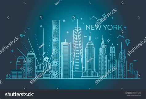 New York City Skyline Vector Illustration Stock Vector Royalty Free