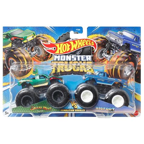 Hot Wheels Monster Trucks Live Demolition Double Bigfoot vs Snake Bite ...