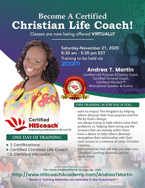 Andrea T Martin Flyer November 2020 Christian Life Coach Training