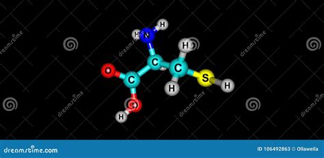 Cysteine Molecular Structure Isolated on Black Stock Illustration ...