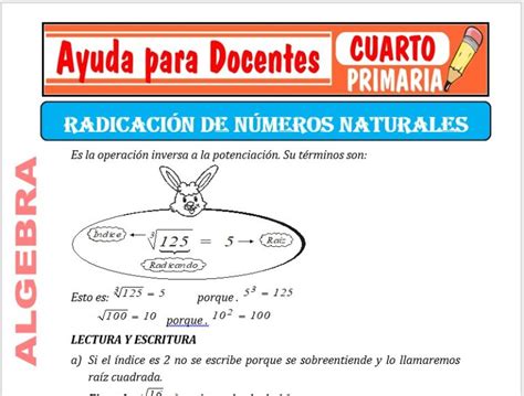 La Radicación de Números Naturales para Cuarto de Primaria Ayuda