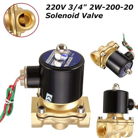 AC 220V 3 4 Brass Electric Solenoid Valve Water Air Fuels Black 2W 200