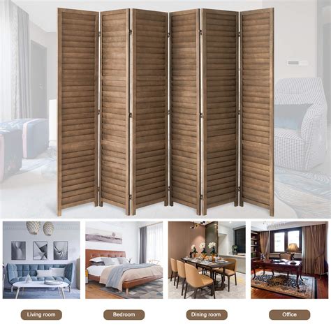 Buy YODOLLA 5 6 Ft Tall Room Divider 6 Panel Wood Privacy Screen Room